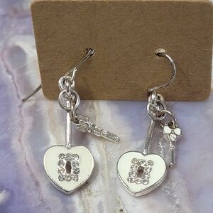 Little heart and key Dangle Earrings.